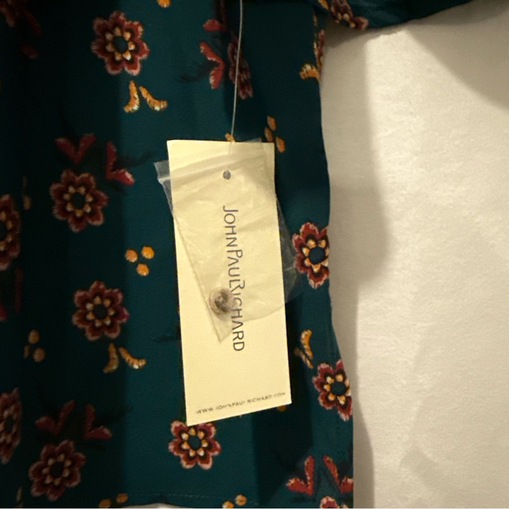 JohnPaulRichard Teal and Yellow Floral Blouse - Picture 4 of 6